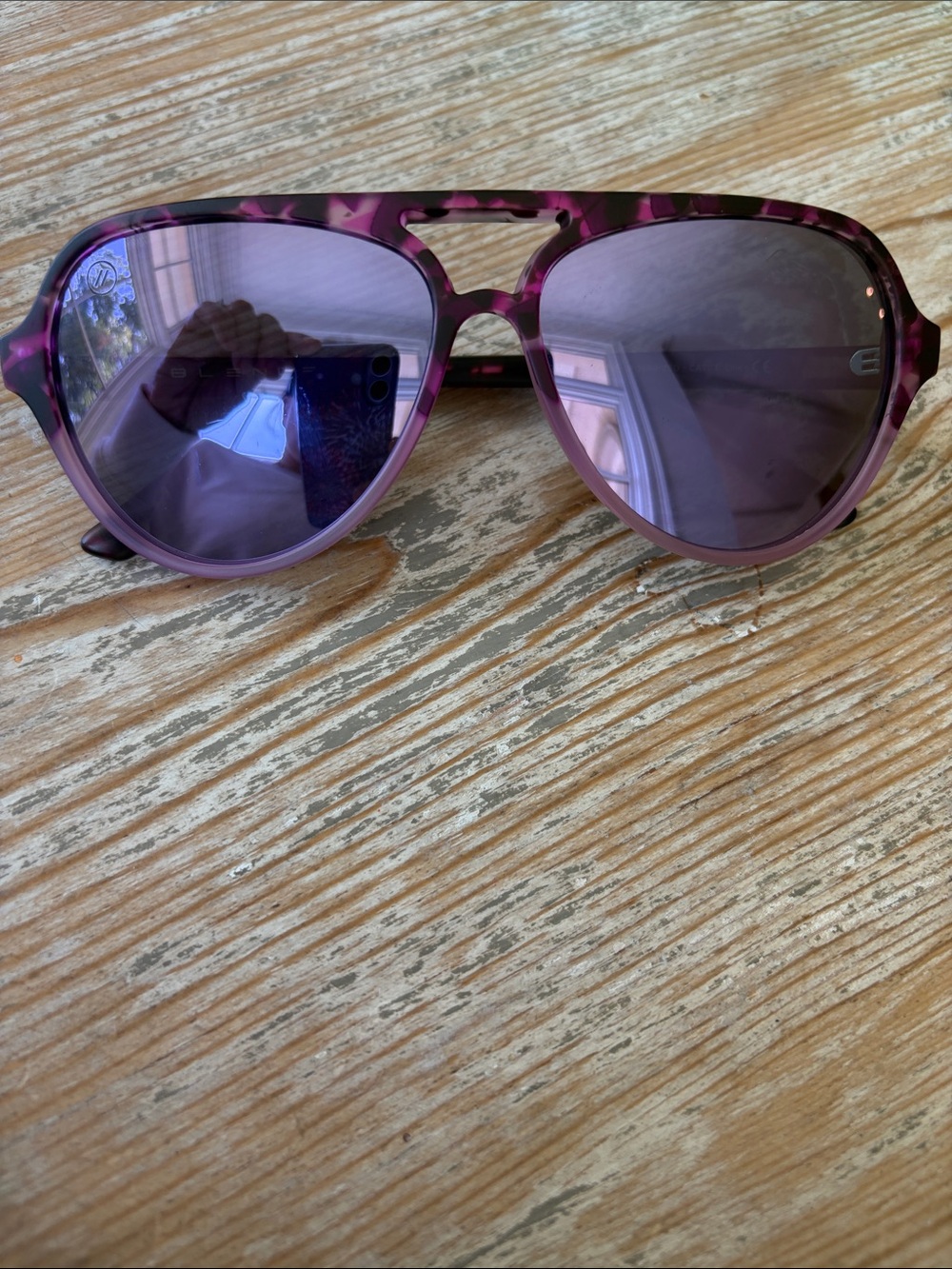 Women's Polarized Purple Aviator Sunglasses with Gradient Tortoiseshell Frame